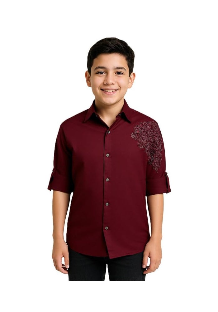 CHARCHIT Boys Regular Fit Plain Full Sleeve Shirt - Image 1